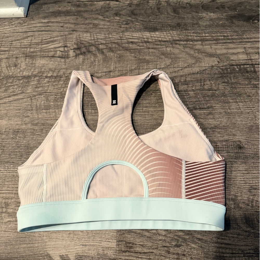 Women's White and Light Blue Sports Bra - Picture 6 of 6